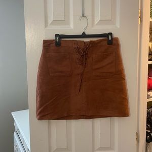 Forever 21 brown skirt with tye up in front and zipper on the back